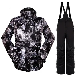 Professional hood windproof ski jacket single color waterproof down jacket warm ski suit