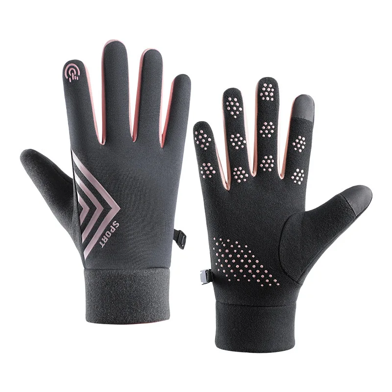Теплые женские зимние перчатки нового типа, плюшевые ветрозащитные и водонепроницаемые спортивные перчатки для сенсорных экранов