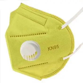 Yellow faceshield kn95 Face Mask Respirator kn95 with Valve 5 Layer N95mask Kn95mask NON-WOVEN Fabric kn95