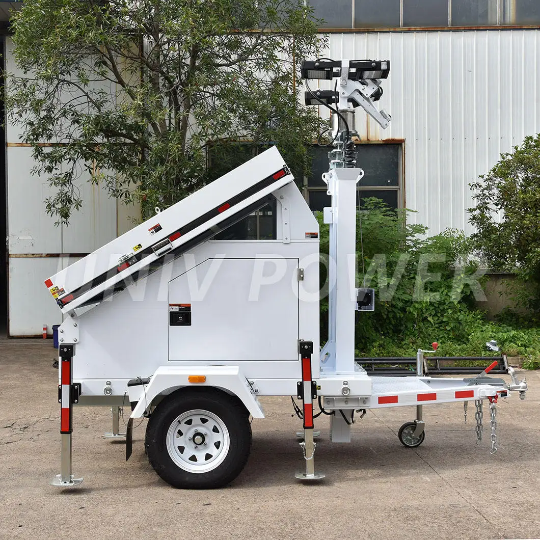 12m solar portable led light tower telescopic high mast light tower 600W Trailer Type Outdoor Events Solar Emergency Light Tower