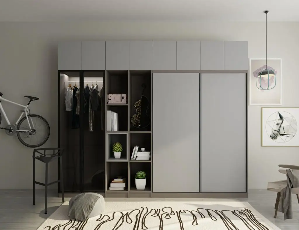 Высококачественный современный деревянный шкаф Almirah дизайн под заказ настенный для спальни стеклянная дверь