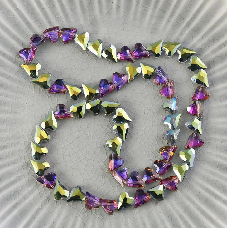 Glass beads manufacturers diy bracelet necklace jewelry accessories  Heart-shaped transparent crystal loose beads  Plating bead