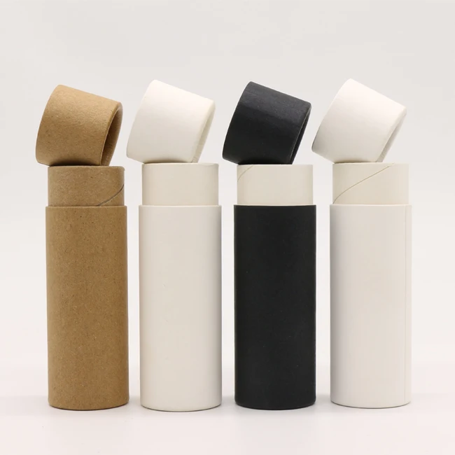 High quality custom logo round gift box cylindrical push up paper tube box lip balm kraft paper core packaging tube for gift