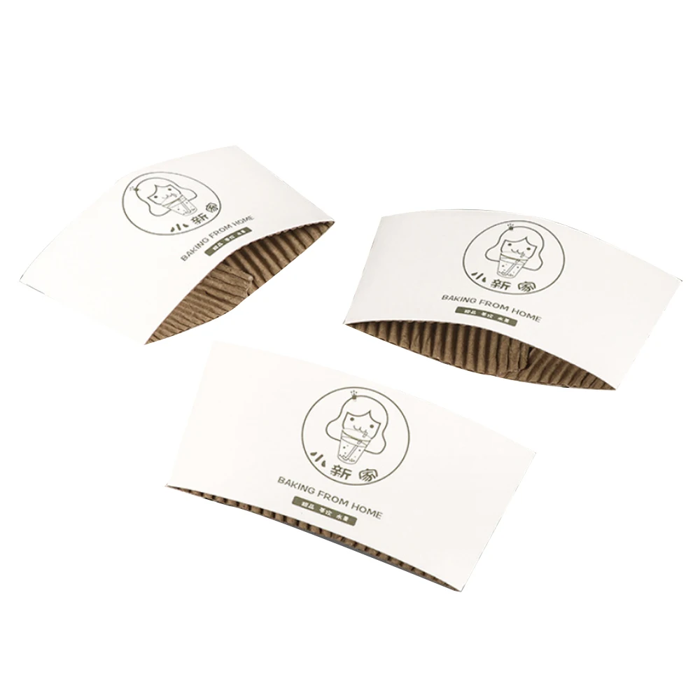 hot Drink Coffee cup sleeve customized logo biodegradable cardboard white kraft paper coffee cup holder sleeves