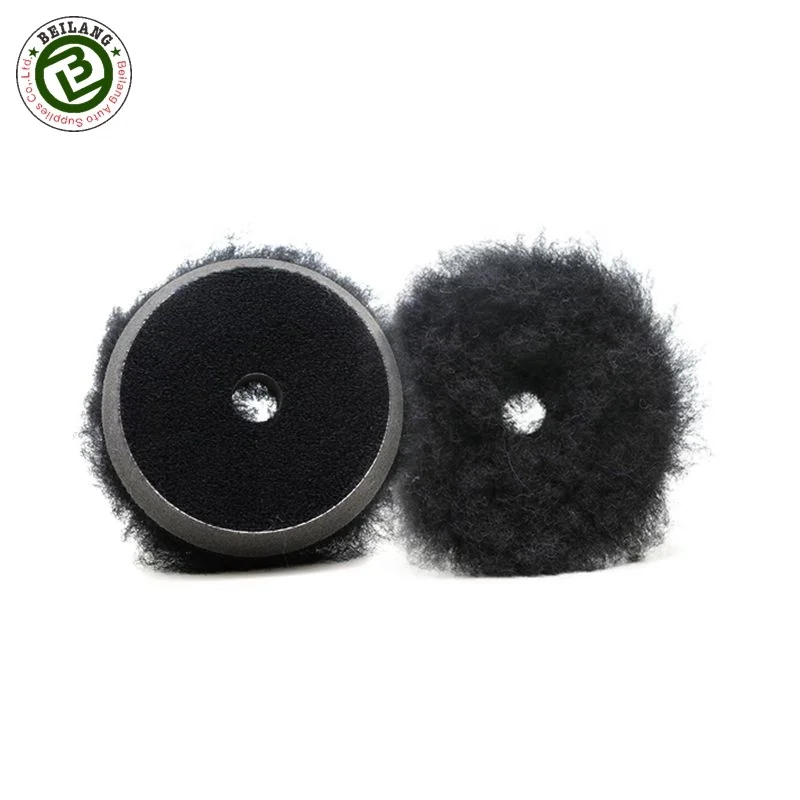 Черная шерстяная аппарат для смешивания Pad 3 дюймов Для Полировки Автомобиля буфера натуральный мех ягненка пальто из шерсти тяжелый режущий диск