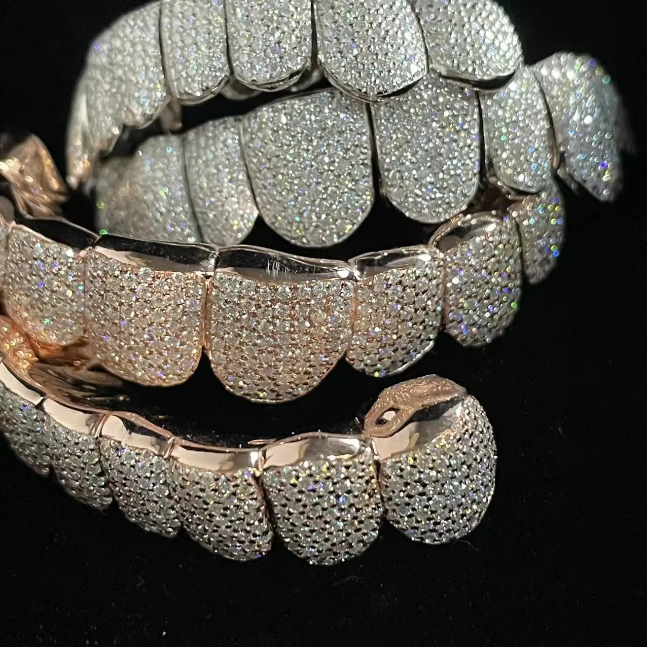 Hop ficed Out S925 стерлингового серебра Grillz Custom VVS Moissanite Diamond