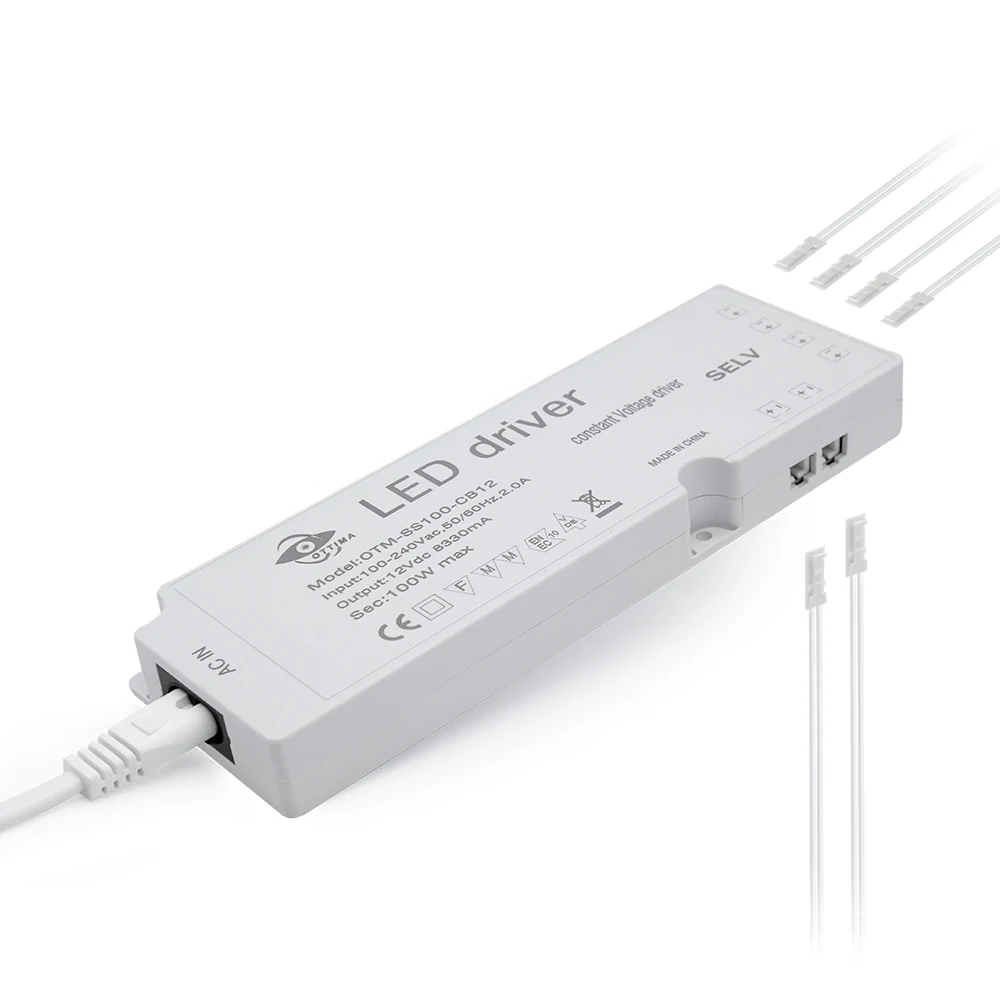 100w IP20 Constant Voltage 12V 24V led driver with 12 pcs 2510 DuPont terminal