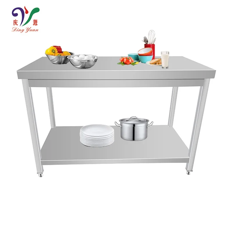 factory oem adjustable high wide multilayer commercial stainless steel workbench kitchen mobile work tables stations with shelf