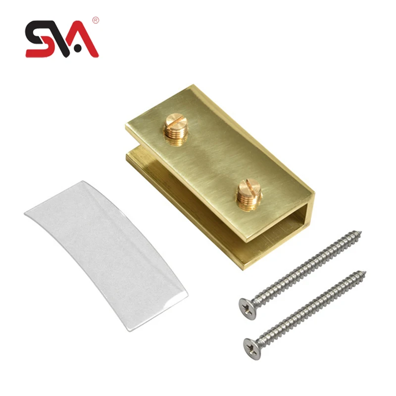 Best Selling Customized Polished Chrome Bathroom Hardware Modern Square Brass Shower Glass Door Shelf Clamp Clip