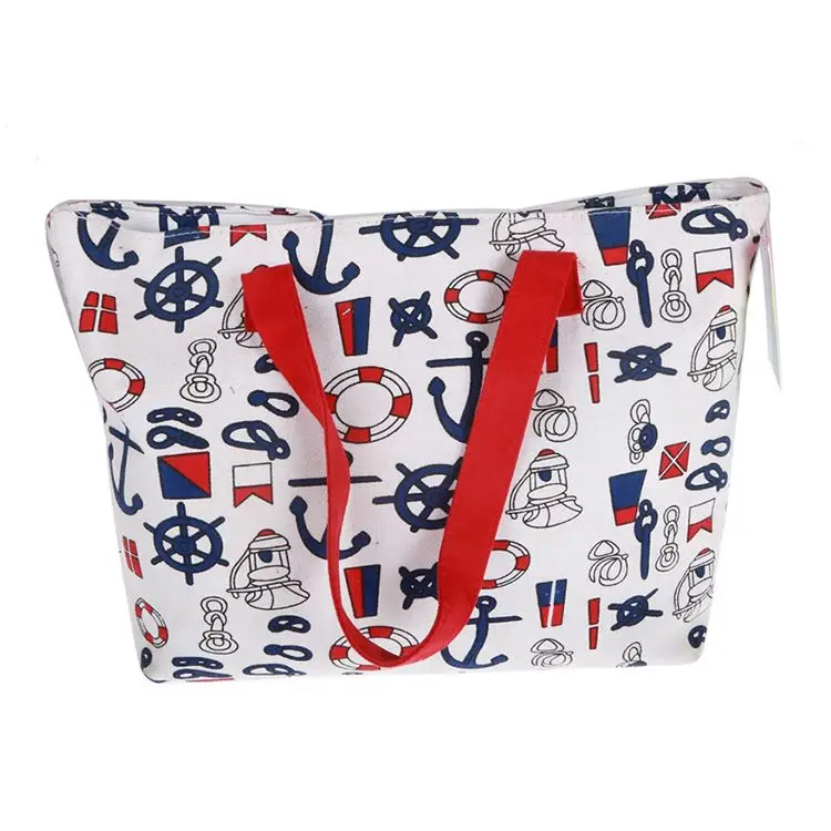 
High Quality Outdoor Wholesale Blue White Striped Beach Bag 