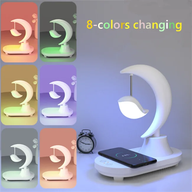 2022 New Blue tooth Speaker Night Light Creative Romantic Color Changing Music + Wireless Charging Table Lamp