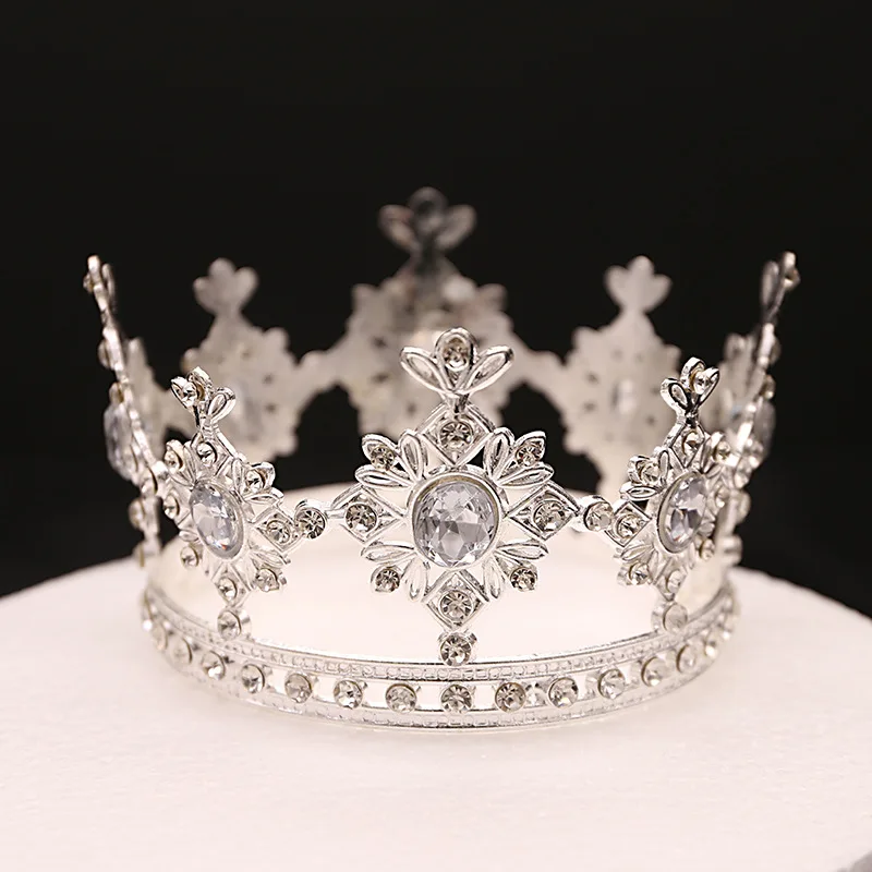 Custom Birthday Crown Cake Decoration Children Performance Crown Girls Alloy Crystal Tiaras Princess Show Crown Hair Accessories