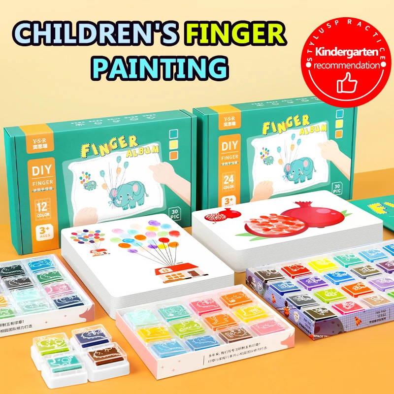 Funny 6/12 Colors Ink Pad Stamp DIY Finger Painting Craft Card making Large Round For Kids Learning Education Drawing Toys