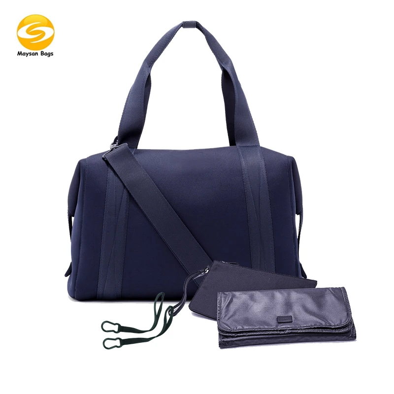 luxury neoprene diaper bags waterproof baby bag for mom or dad multifuction changing bag with pouch and changing pad