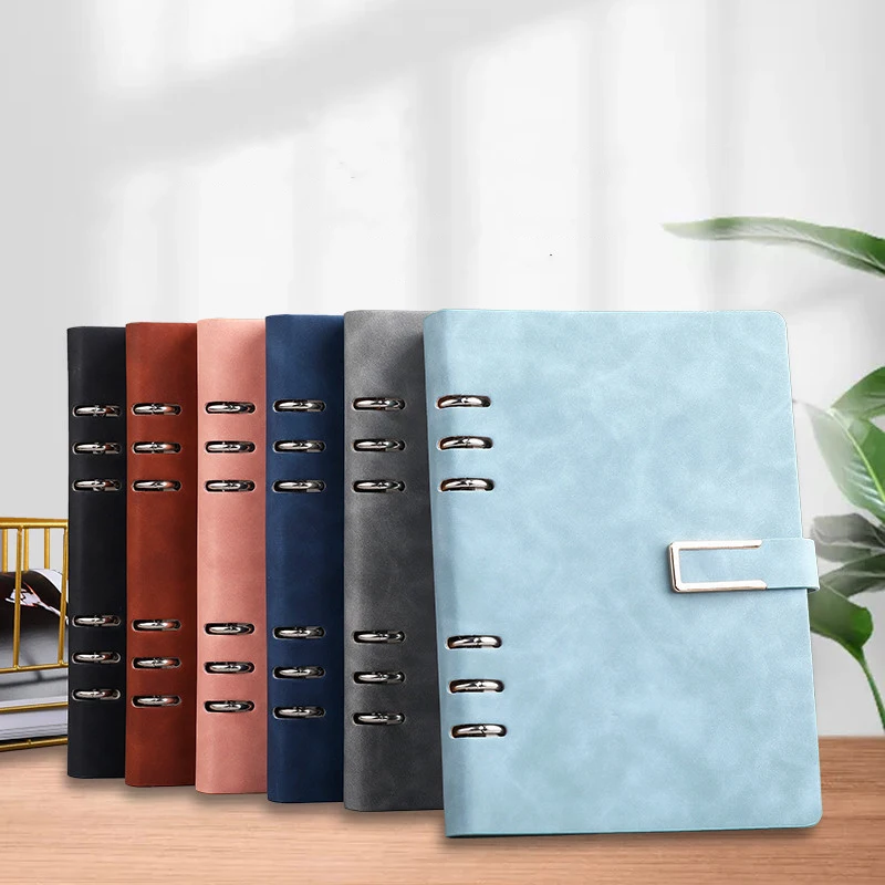 Factory sell binder notebook 6 ring pu leather notebook custom notebook printing