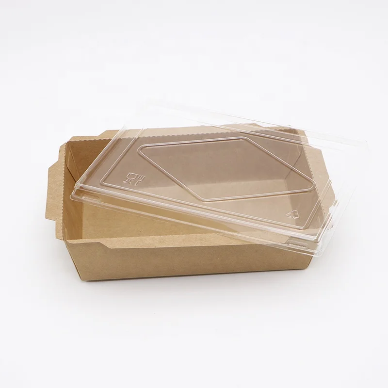 Eco friendly packaging custom printed disposable brown kraft paper food trays for food