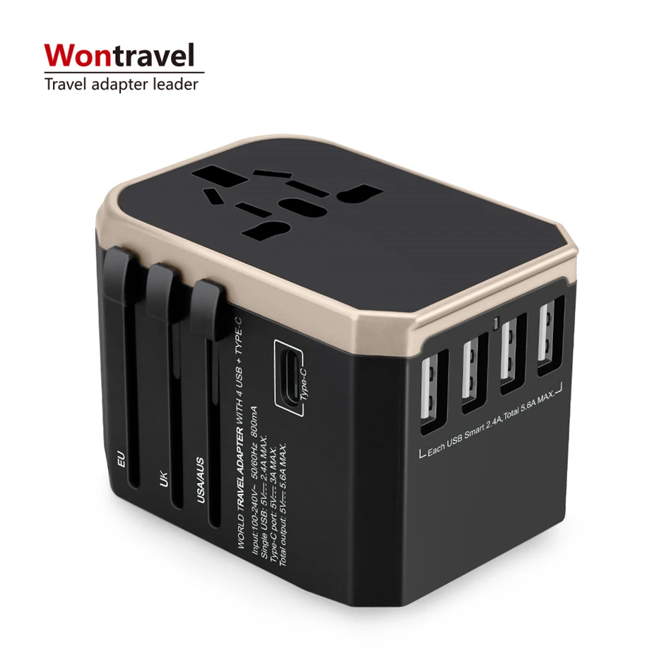 Лидер продаж, электрические предметы, 4USB Тип c, 5600 мА, быстрое зарядное устройство, портативный дорожный универсальный адаптер