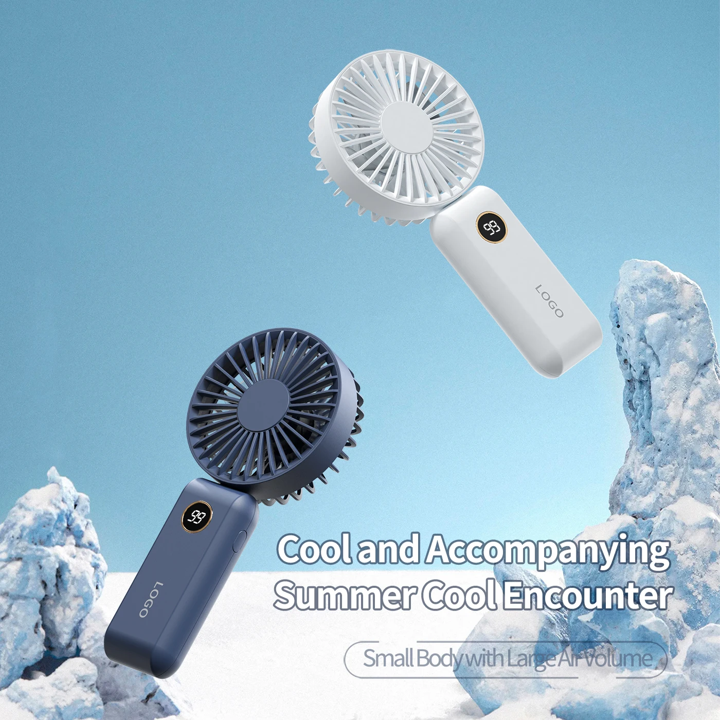 Portable foldable handheld with digital display 3-speed USB charging rechargeable portable fan Handheld small fan mini