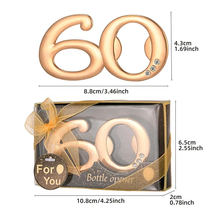 60 Bottle Opener Gifts for 60th Birthday Party Favors 60th Anniversary Party Return Gifts or Souvenirs for Guests