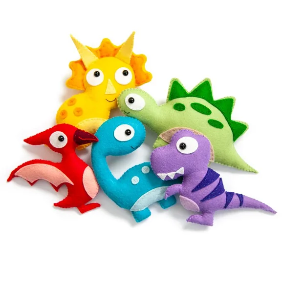 
diy nursery ornament cute custom plush animals wholesale uk child unique boys craft dinosaur sewing felt kit 