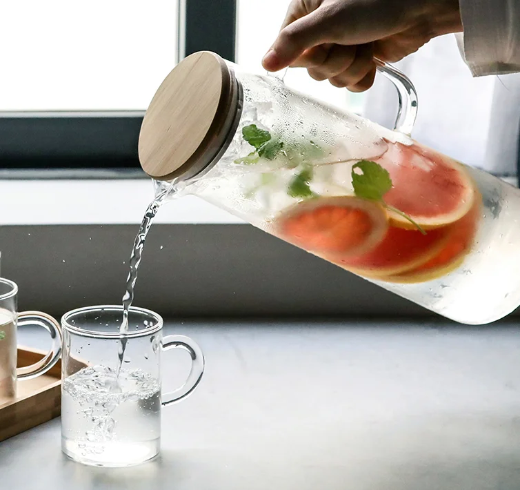 Custom Hot Cold Water Ice Tea Coffee Milk Juice Glass Cup Clear Borosilicate Glass Water Jug