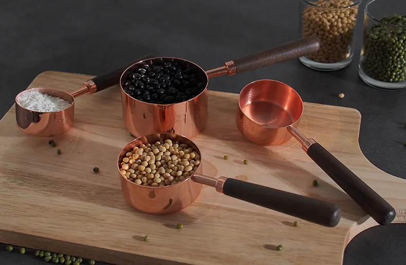 4 pcs Set Stainless Steel Rose Gold Measuring Spoon Cup