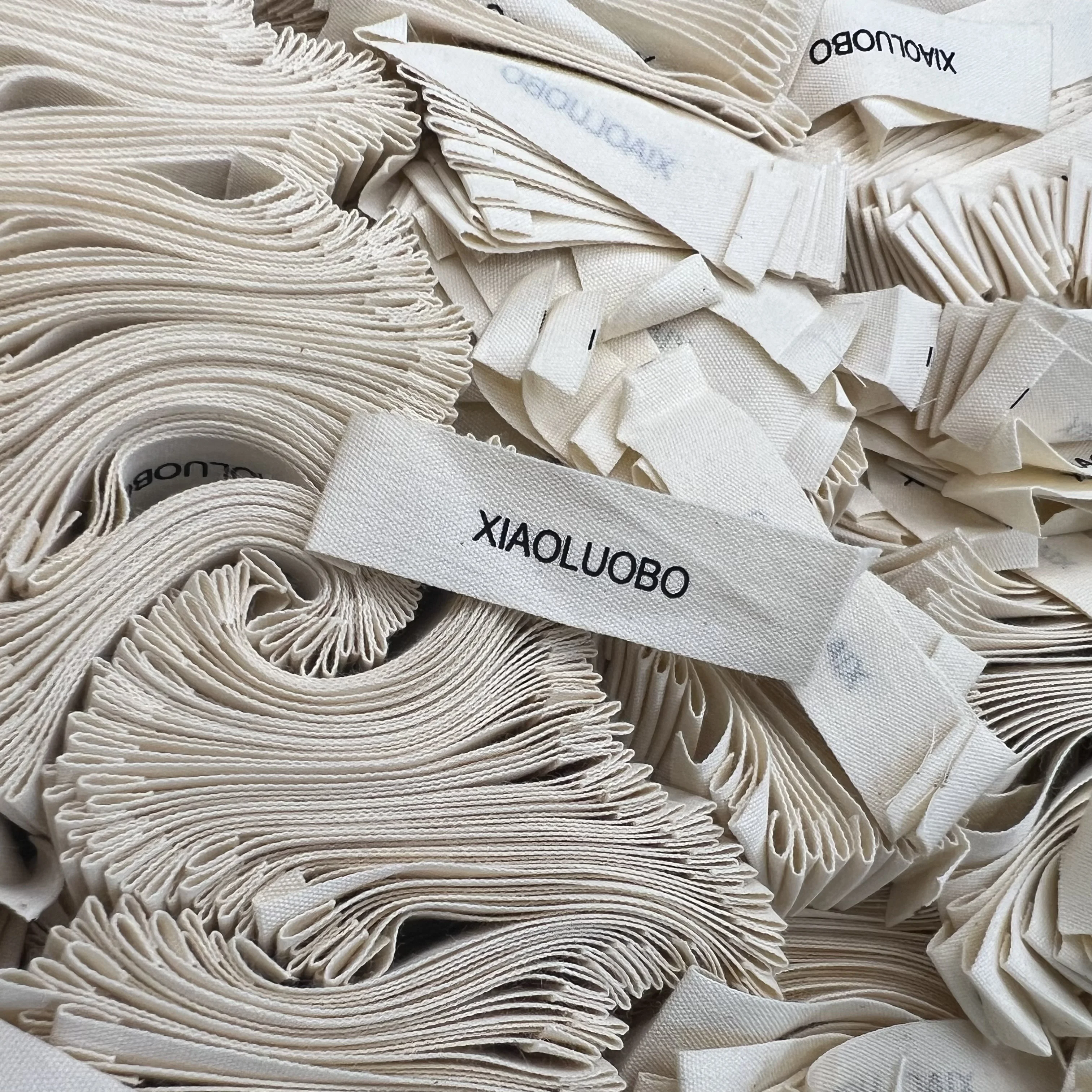 Low MOQ High Quality Custom Brand Name Logo Woven Garment Label T-Shirt Wash Label Neck Label for Clothing Dress Socks Shoes Bag