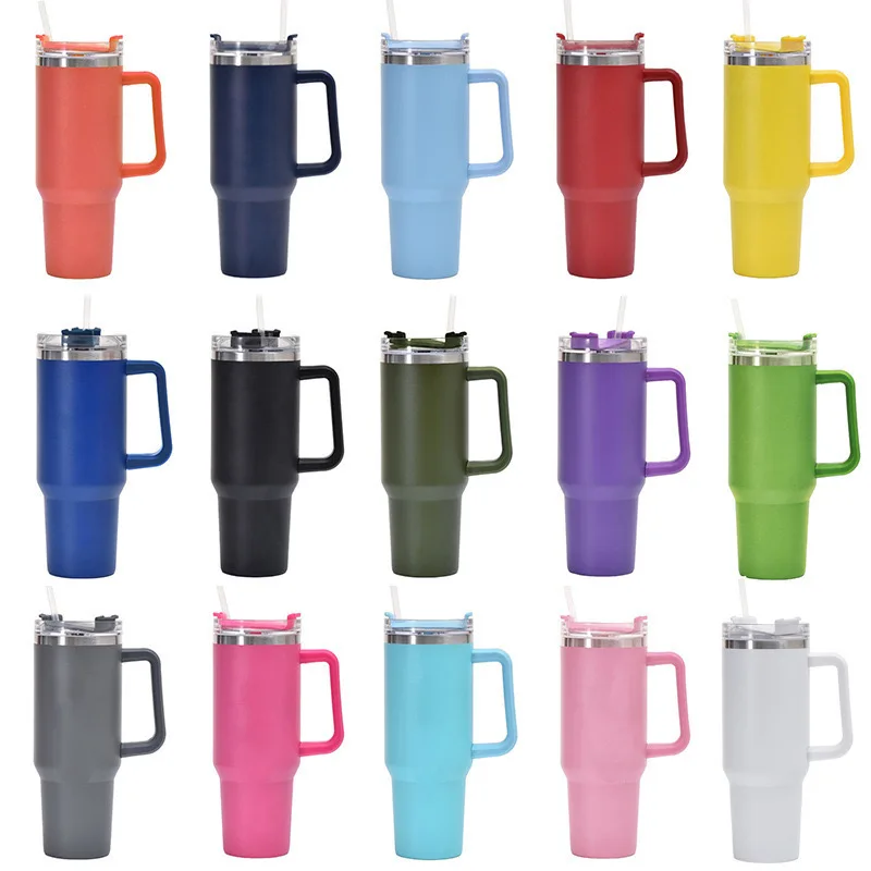 Hot Selling 40OZ  Version Tumbler With Handle Water Bottle Insulated Thermos Mug  Hot Sale Big Capacity Portable Outdoor Mugs