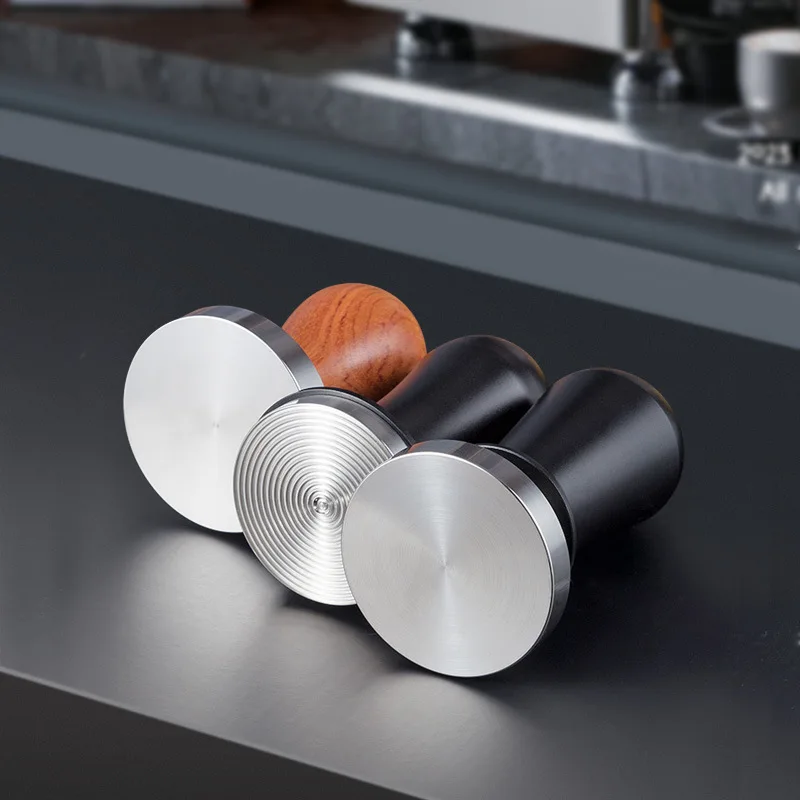 coffee gadgets spring espresso coffee tamper 51mm 53mm 58mm coffee distributor wood handle customized hand espresso press tamper