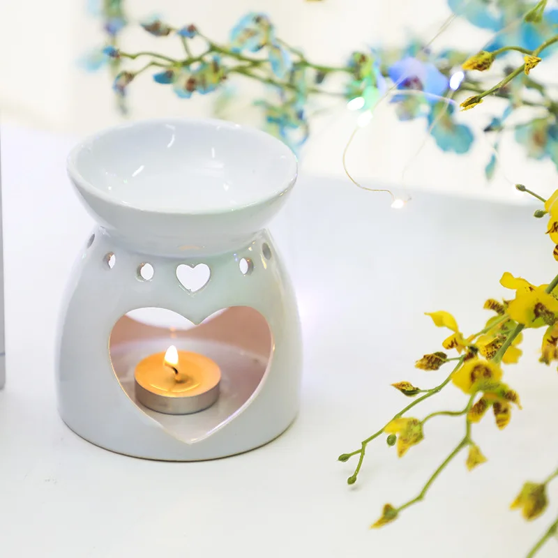 Ceramic Aroma Burner Essential Oil Lamp Hollowing Candle Holder Incense Censer Fashionable Home Furnishing Incense Burner