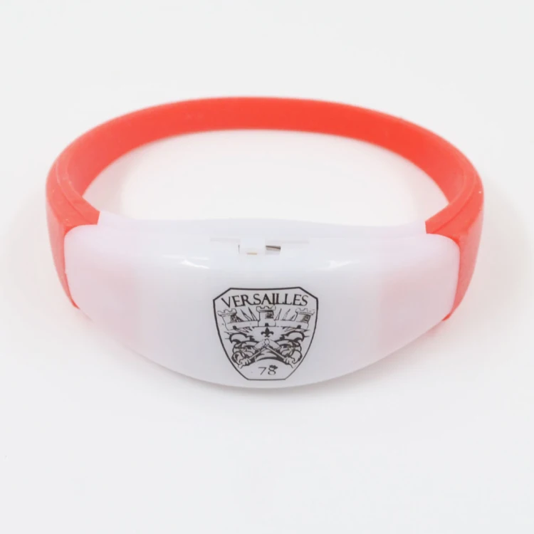Festival Smart Rubber Silicone Custom Print Logo Sound Motion Active Flashing Wristband For Event
