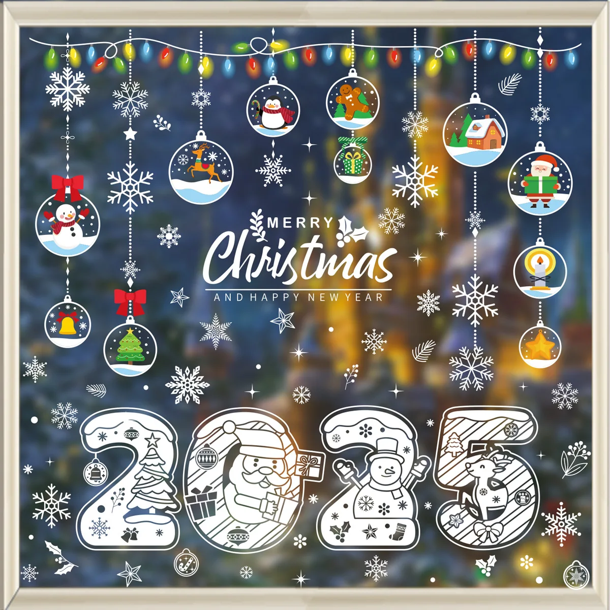 2025 Christmas Window Stickers Santa Claus Window Stickers in Stock Glass Film Christmas Window Glass Sticker