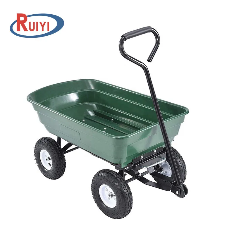 Heavy Duty Green Garden Cart with Tipping Barrow Trolley Tools cart