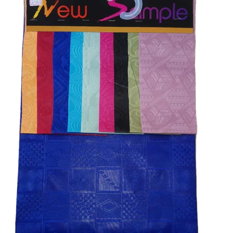 Wholesale Many design plain dyed twill bazin riche embossed satin fabric