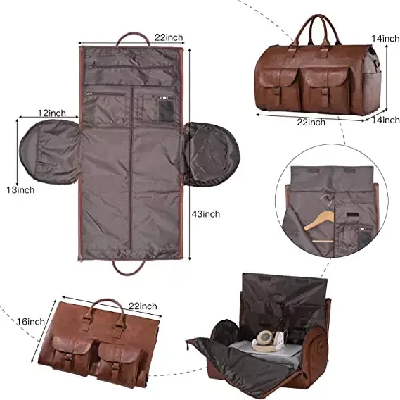 Factory High quality PU Leather Traveling Garment Luggage Bag