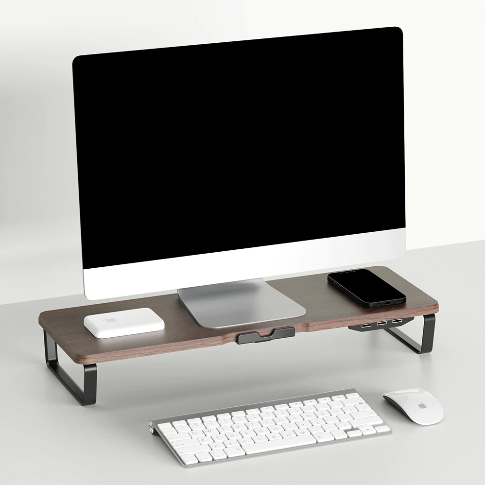 HUB-USB деревянный компьютерный стол монитор Подставка для ноутбука