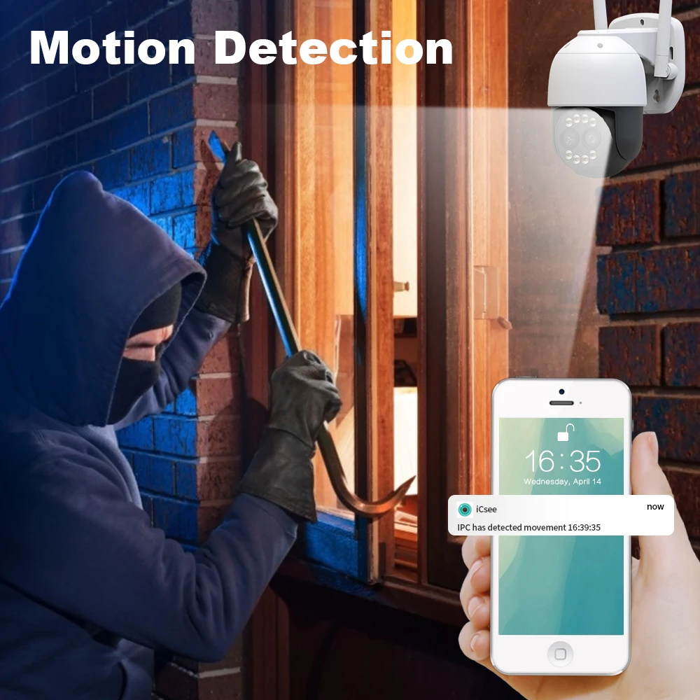 PTZ Wi-fi Camera Security IP camera de surveillance 2MP 4MP 8X Zoom Dual Lens Speed Dome Icsee CCTV Wireless Camera Wifi Outdoor