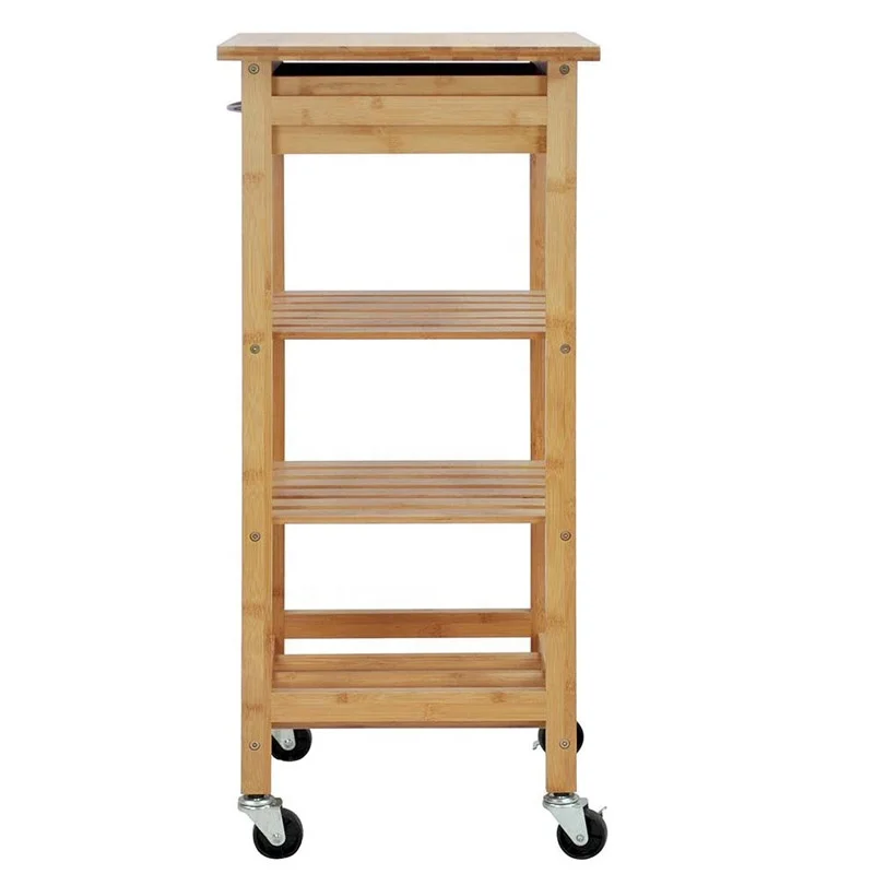 
OEM 3-tier kitchen utility cart bamboo island cart with wheels 