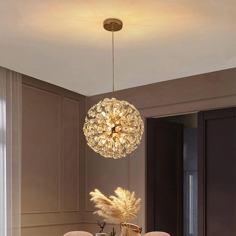 2024 New Dandelion Style Modern Luxury G9 Crystal Chandelier Lamps Restaurant Hanging Pendant Light Living Room Dining Lights