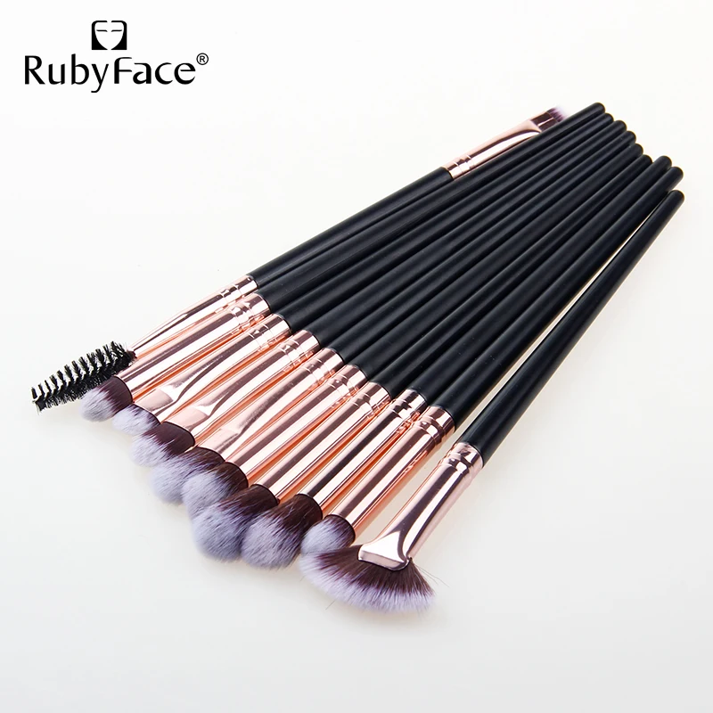 RubyFace makeup brush  eyebursh 10 pcs makeup eyesbrush set with pouch bag case
