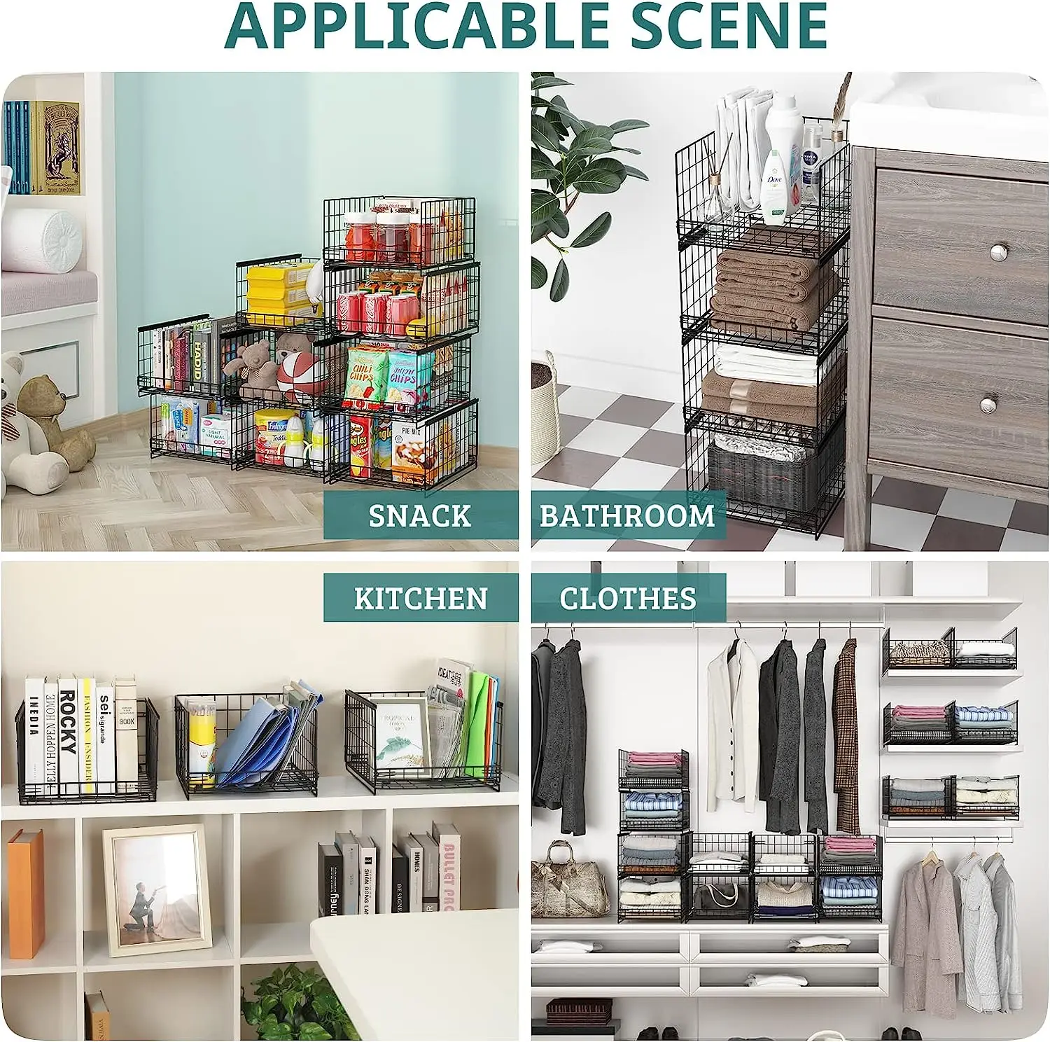 Hot sale 4 tier Sliding Closet Organizers Drawer Storage Shelves wire basket Metal Drawer Slid Clothes Storage Container