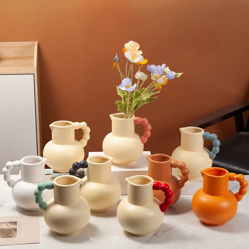 Nordic Ins Ceramic Vase Home Decoration Ornaments Colorful Geometry Flower Pot Art Vases Crafts Gifts