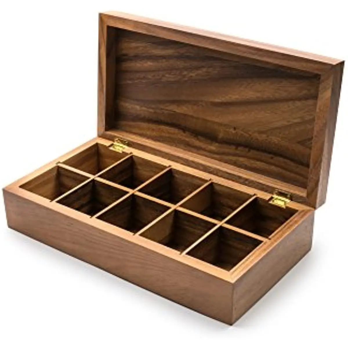 Acacia Wood Tea Box Custom Logo Tea Bag Organizer Wood Storage Packaging Gift Box for Tea