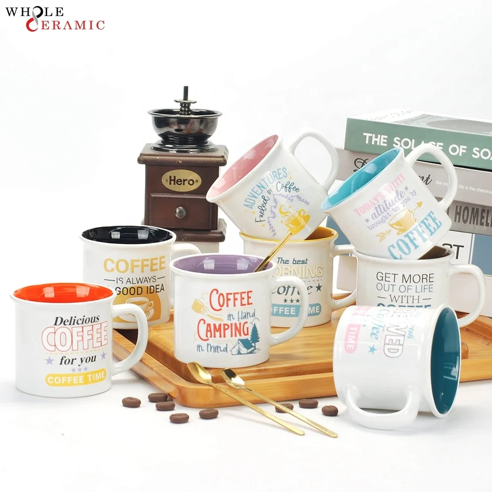 Sublimation 325Ml Gold Rim Enamel Blank Glass Ceramic Cup Mug