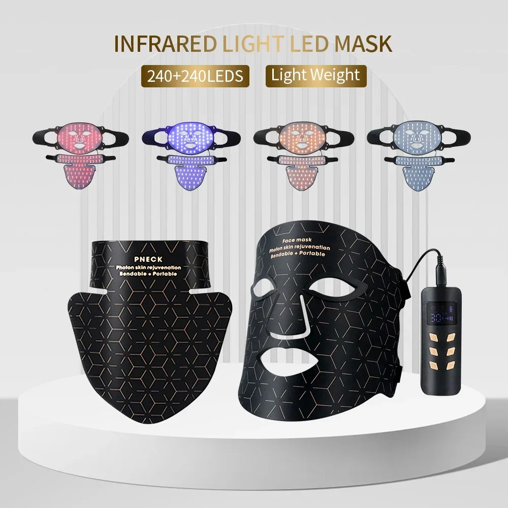 2024 High Quality Portable Wireless Silicone LED Phototherapy Face Beauty Mask Hand-Held with USB Plug Targeted for Neck Area