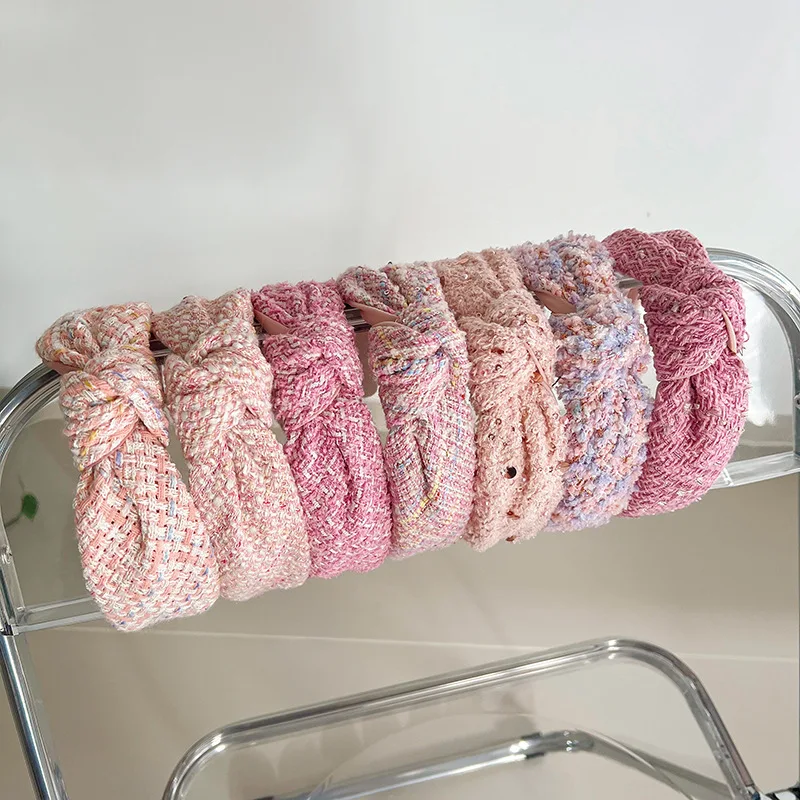 Pink Woolen Knot Classic Hair Accessories Fashion Retro Korean Headband Girl Hair Accessories