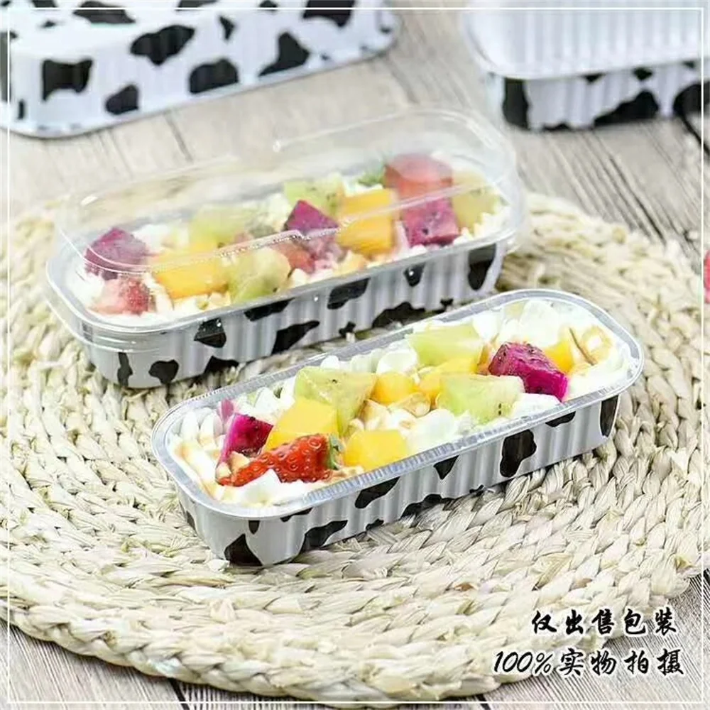 Ramekins durian box 200ml mini loaf pan 6.8 OZ cup cake baking mold aluminum foil pans with plastic clear dome lid
