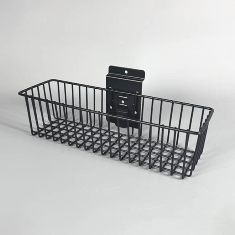 JH-Mech Slatwall Shelf Bracket Garage Storage Multifunctional Lockable Wall Mounted Metal Wire Slatwall Basket