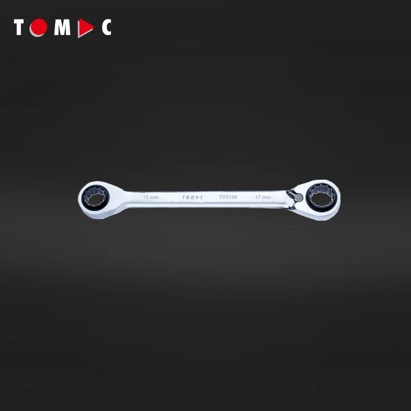 TOMAC 4-in-1 72T Double Box End (10-13-17-19 mm) Reversible Ratchet Wrench Set Socket Wrench Set