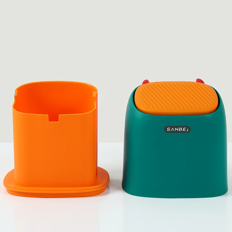 Pressing type New design Mavericks shape Office mini trash can plastic desktop waste bin